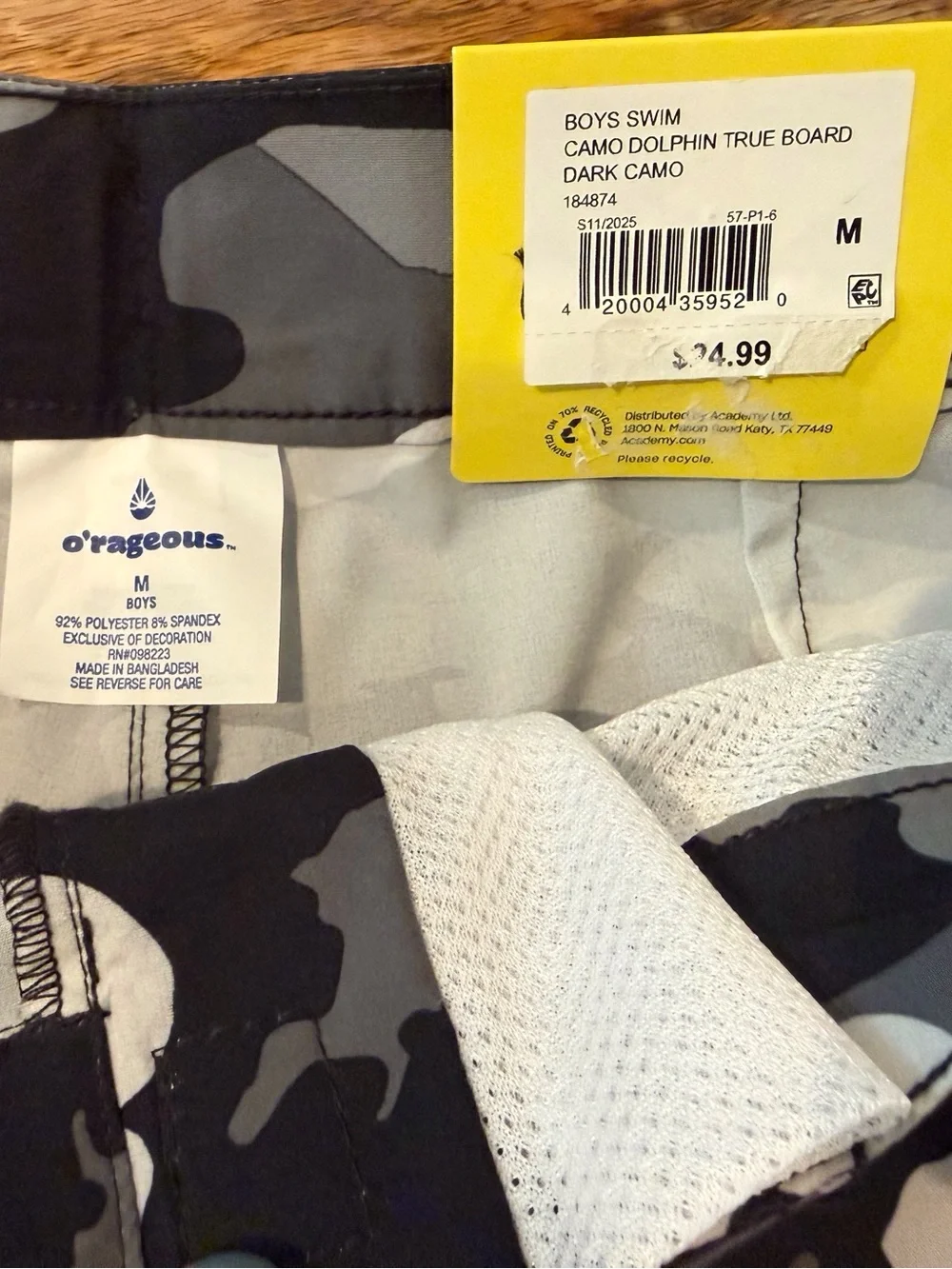 O’rageous Grey Camo Swim Trunks Size Medium Boys NWT